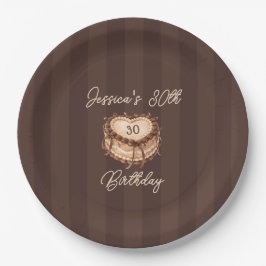 Prato De Papel Coquette Heart Birthday Cake Paper Plate