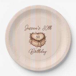 Prato De Papel Coquette Heart Birthday Cake Paper Plate