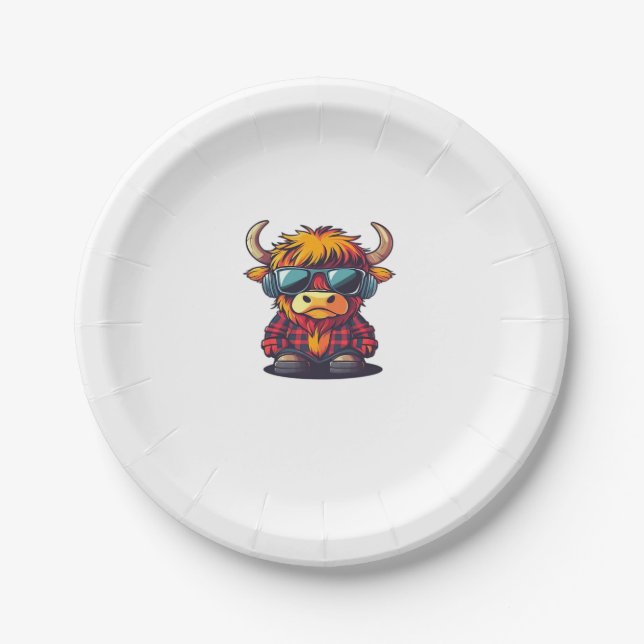 Prato De Papel Coquette Highland Cow Bubblegum Tshirt Design, Hol (Frente)