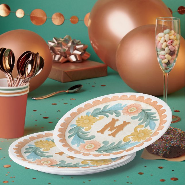 Prato De Papel Coquette Talavera Mexicana Monograma (Múltiplo)