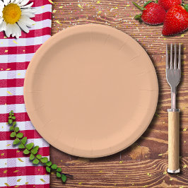 Prato De Papel Cor da Tendência Peach Cor Sólida Fuzz | Elegante