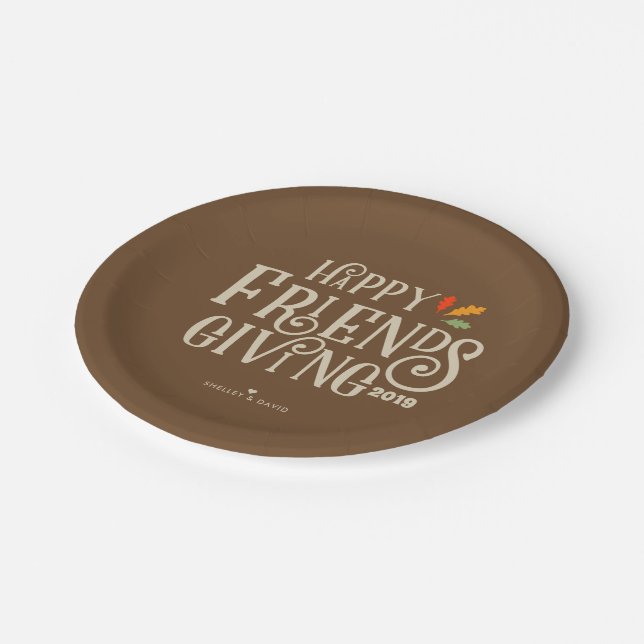 Prato De Papel Cor de Friendsgiving | do outono Brown (Inclinado)