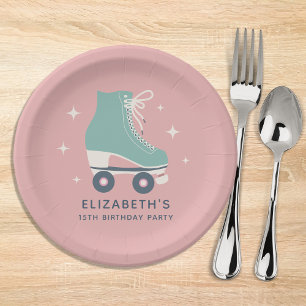 Prato De Papel Cor-de-rosa com Festa de aniversario de meninas de