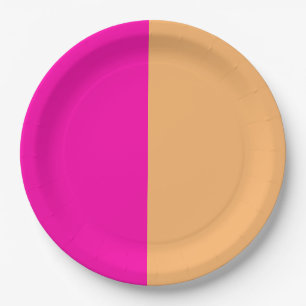 Prato De Papel Cor-De-Rosa E Creme Laranja