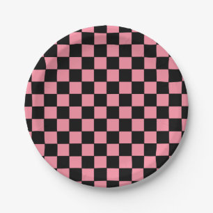 Prato De Papel Cor-de-rosa e preto verificados