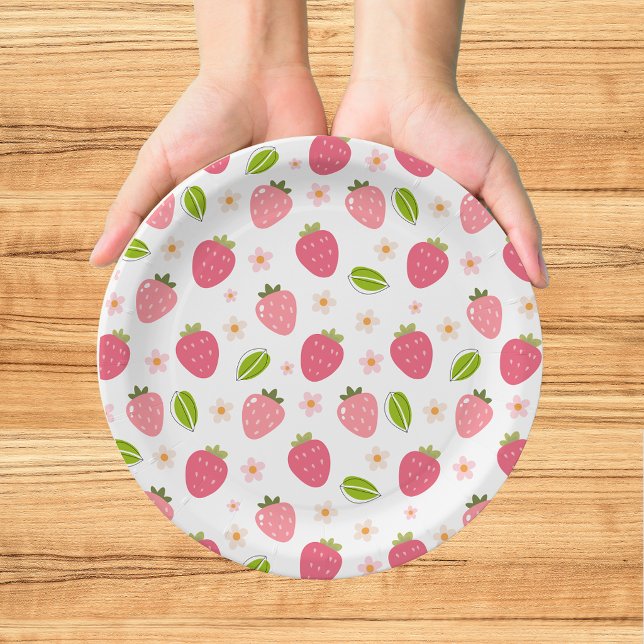 Prato de Papel Cor-de-Rosa Morango Fofo para Anive (Criador carregado)
