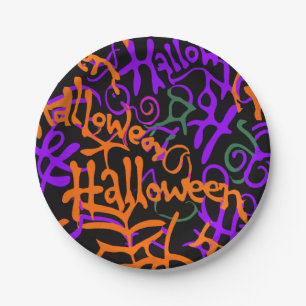 Prato De Papel Cor do Halloween