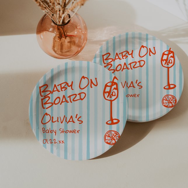 Prato De Papel Cor Laranja-Laranja-Mão Bebê Azul-Conselho (Criador carregado)