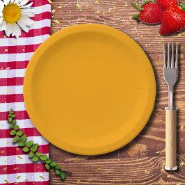 Prato De Papel Cor Sólida Neon Orange | Clássico