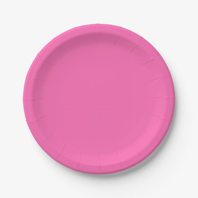 Prato De Papel Cor Sólida Rosa Quente (Frente)