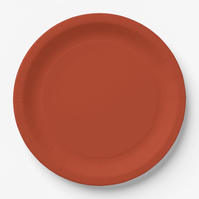 Prato De Papel Cor sólida - vermelho alaranjado queimado (Frente)