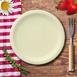 Prato De Papel Cor Sólido Amarelo-Manteiga | Elegante Clássico