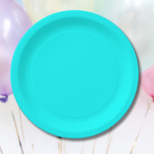 Prato De Papel Cor Sólido Azul Neon | Clássico (Criador carregado)