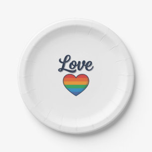 Prato De Papel Coração Arco-íris de Amor Orgulho Camisa Desenho V
