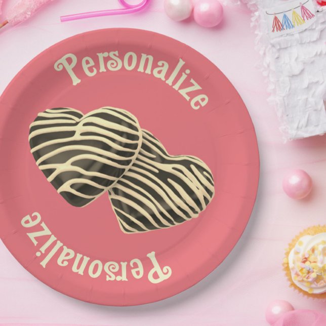 Prato De Papel Coração de chocolate cor-de-rosa doce amor (Criador carregado)