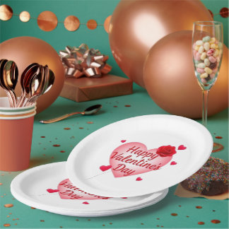 Prato De Papel Coração feliz dia de os namorados