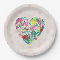Coração Floral Bonito com Flores Tropicais Anivers