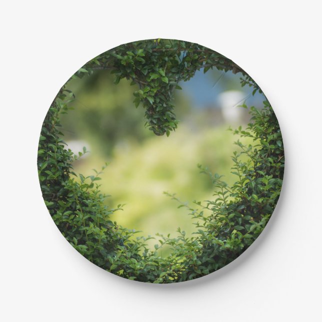 Prato De Papel Coração Tópico Verde (Frente)