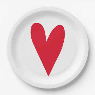 Prato De Papel Coração Vermelho
