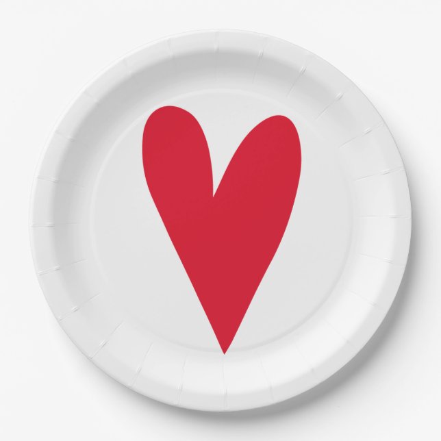 Prato De Papel Coração Vermelho (Frente)