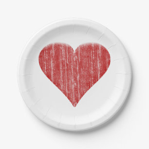 Prato De Papel Coração vermelho afligido