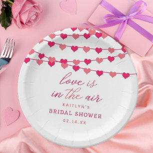 Prato De Papel Corações de Amor em Cordas Penduradas Chá de Noiva