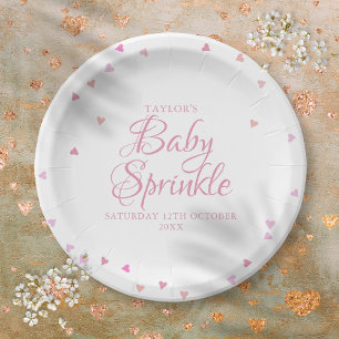 Prato De Papel Corações de Amor Rosa Bonito Sprinkle de Baby Show
