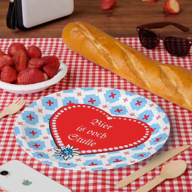 Prato De Papel Corações de pretzel bávara Edelweiss (Piquenique)
