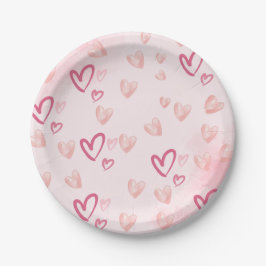Prato De Papel Corações Rosa