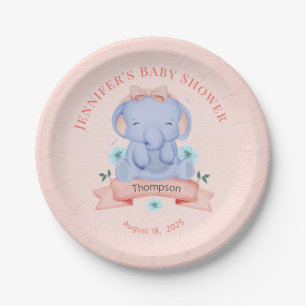 Prato De Papel Coral Elefante Azul para Raparigas Personalizadas