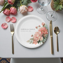 Coral Peônia Rosa Bege Elegante Feminino Casamento