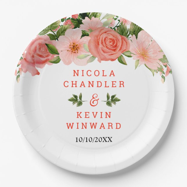 Prato De Papel Coral Red Roses with Foliage (Frente)