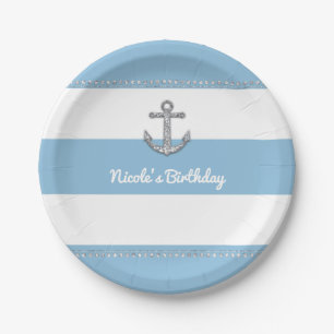 Prato De Papel Corante de Diamante de Cornflower Blue & White Str