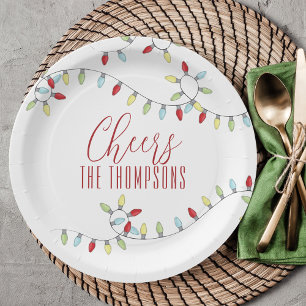 Prato De Papel Corda Colorida Bonita de Feliz Natal