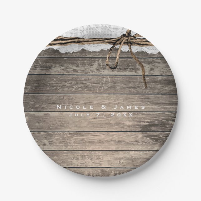 Prato De Papel Cordão de Lace de Madeira Rústica Recepção de Casa (Frente)