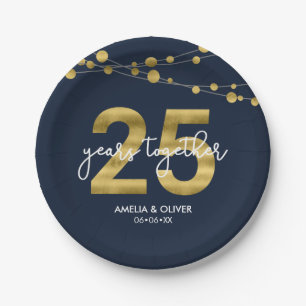 Prato De Papel Cordas azuis festa de aniversário das luzes da 25a