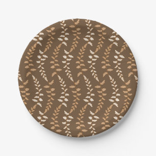 Prato De Papel Cordas de samambaia marrons Boho - padrão contínuo