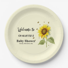 Prato De Papel Cores d'água Girassol com Chá de fraldas de borbol