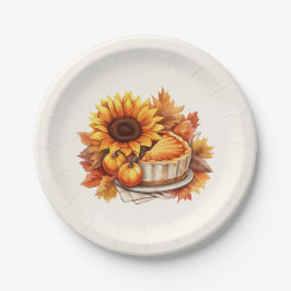 Prato De Papel Cores d'água Girassol e torta