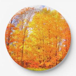 Prato De Papel Cores de outono de Árvores/Ação de Graças