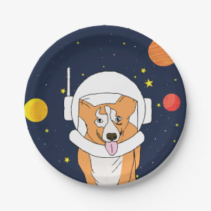 Prato De Papel Corgi Astronauta Animal Com Capacete Espacial Clip