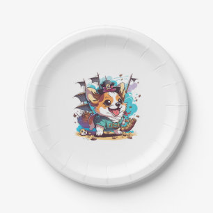 Prato De Papel Corgi Dog Pirate