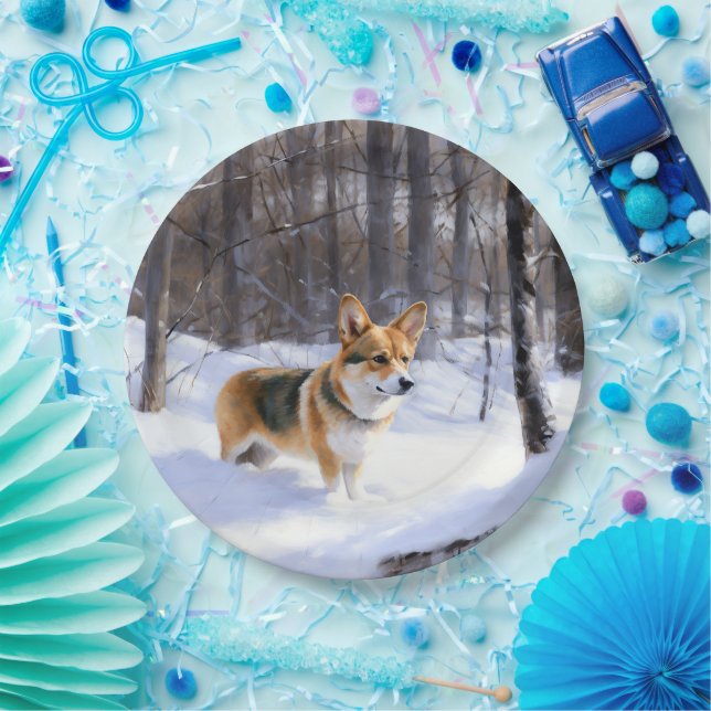 Prato De Papel Corgi Let It Snow Natal (Festa)