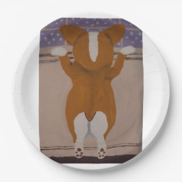 Prato De Papel Corgi looking out window