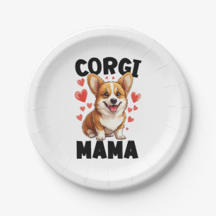 Prato De Papel Corgi Mãe - Cute Corgi Mama