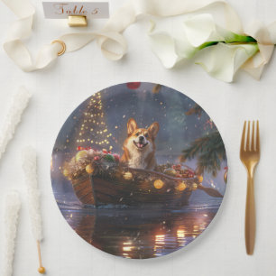 Prato De Papel Corgi Natal Festivo Voyage