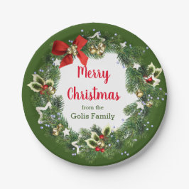 Prato De Papel Coroa de Natal Personalizada Festa de Natal