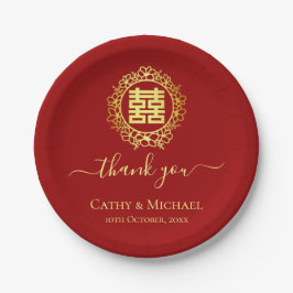 Prato De Papel Coroa floral de agradecimento casamento chinês ver