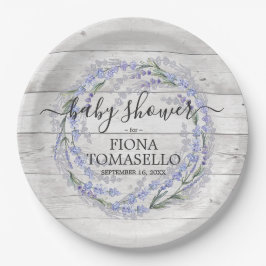 Prato De Papel Coroa Floral de Lavanda em Madeira Rústica para Ch