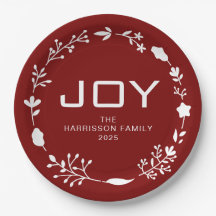 Coroa Floral de Natal Joy Família Nome Personaliza